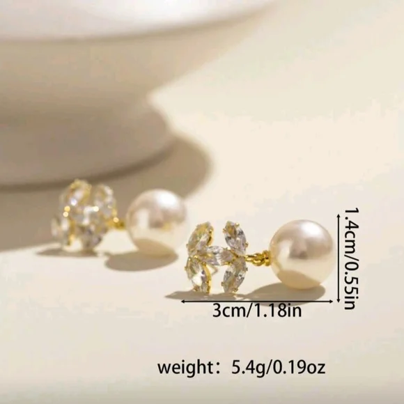 Elegant Pearl and Crystal Drop Earrings - Picture 5 of 5